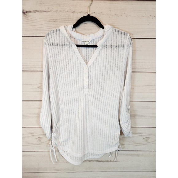 Billabong Women's White‎ Long Sleeve Hooded Blouse Casual Boho Size M - Picture 1 of 5